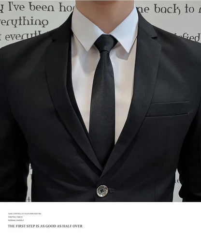 Suit Upgrade the new fabric Men's Business Gentleman Fashion Slim Work Solid Color Plus Size Fair Dress Wedding Best Man Suit