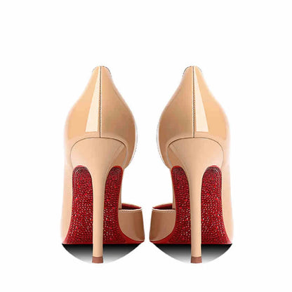 Women's heels 2025 New Luxury Brand Pumps Red Bottom Pointed Toe Rhinestone High Heels Elegant Stiletto Party Prom Ladies Shoes