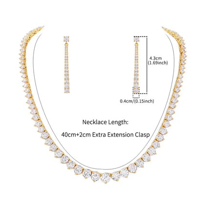 Brand New Arrival Elegant Cubic Zirconia Bridal Necklace and Drop Earring Set for Wedding or Party Jewelry Gifts