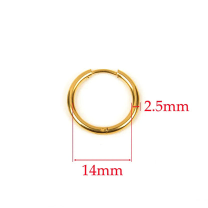 10pcs 316L Stainless Steel Hoop Earrings Women Men Punk Hiphop Circular Ear Buckle Ring Jewelry Gold Color Accessories Wholesale
