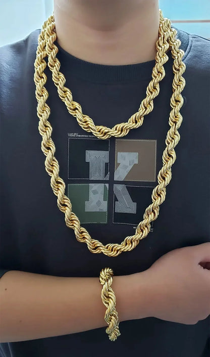 60cm 24in Punk Thick Chain Bicolor Gold-Plated Necklace For Men Women Hip Hop Luxury Copper Chain Dubai Jewelry Neck Party Gift