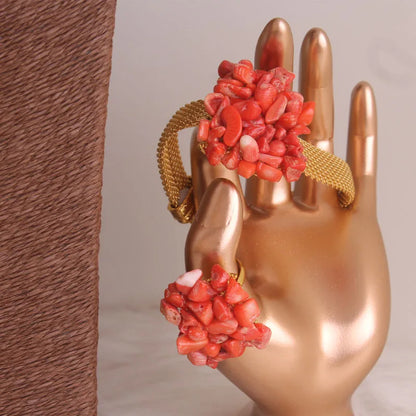 African Wedding Coral Beaded Fine Jewelry Set For Women High Quality 2023