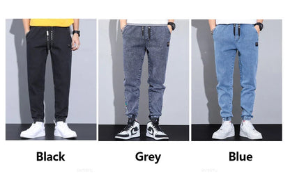 Four Seasons Blue Cargo Jeans Men Streetwear Denim Jogger Pants Baggy Harem Jean Trousers Male Oversize Large size4 5 6 7XL 8XL