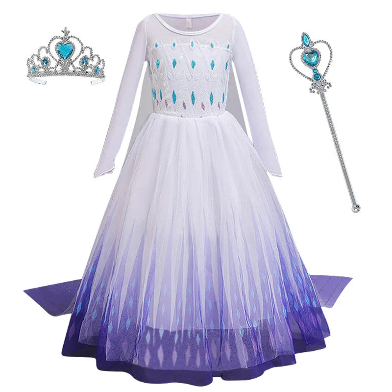 Frozen 2 Elsa Princess Girls Dress Up Snow Queen Costume Carnival Party Halloween Kids Carnival Birthday Party Clothes