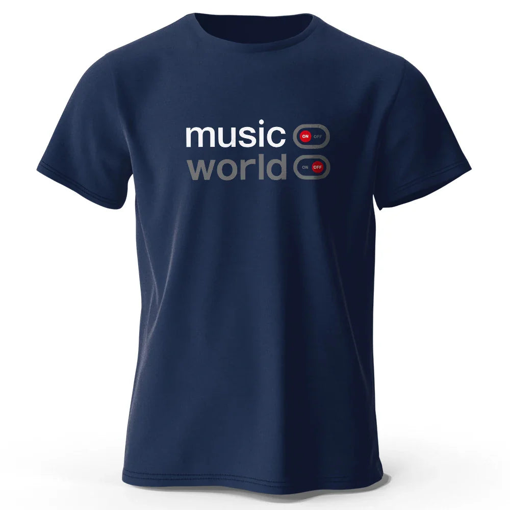 Men's Music World Printed T-Shirt 100% Cotton Oversized Classic Funny Graphic Tees for Men Women Summer Tops