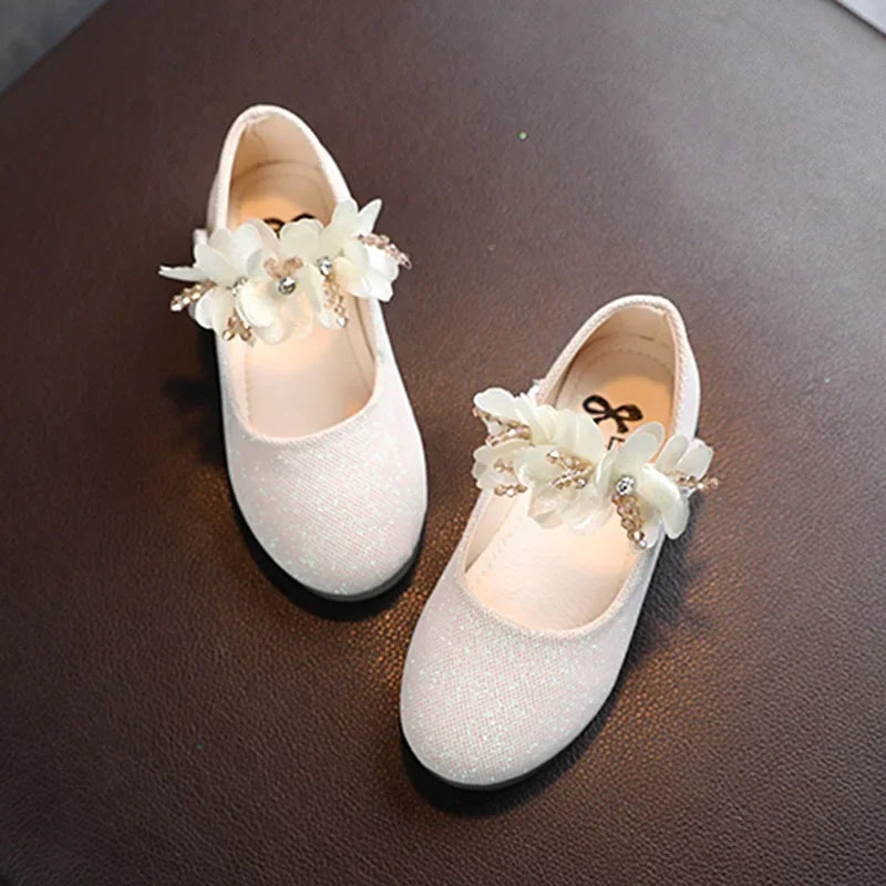 New fashion girls small leather shoes Korean version of the foreign-style cute princess shoes kids breathable white school dance