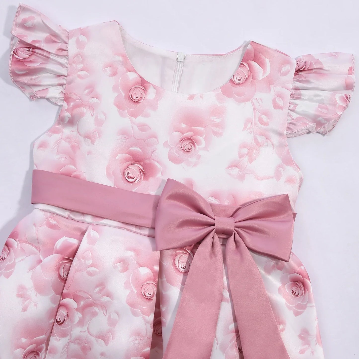 2026 summer new dress Europe and the United States small fly sleeve printed dress little girl host high-end performance clothing