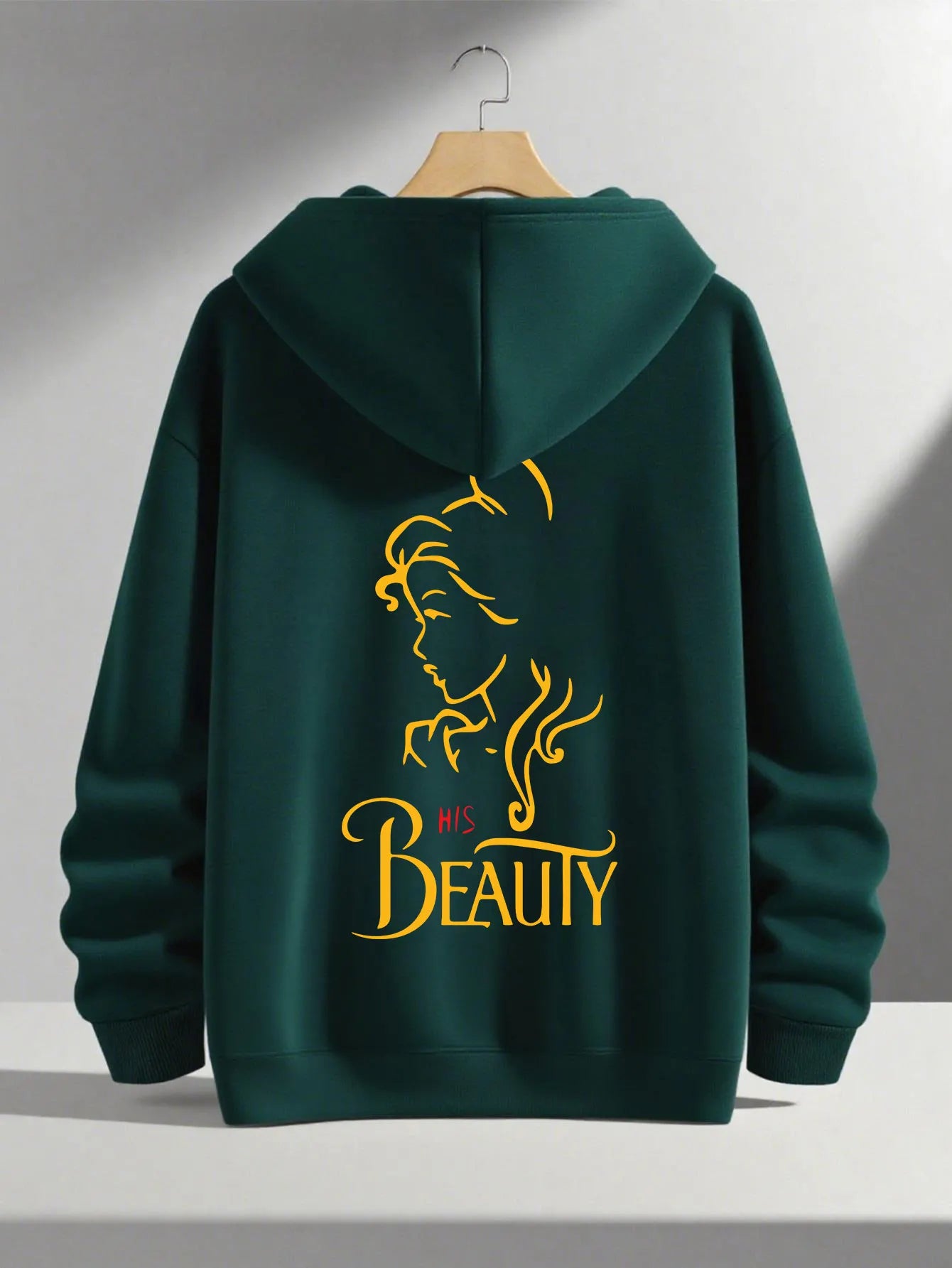 Romantic Theme Beauty and the Beast Couple Hoodies Men'S Women'S Separate Styles Pullover Casual Loose Fit Sweatshirt Hoodie Y2K