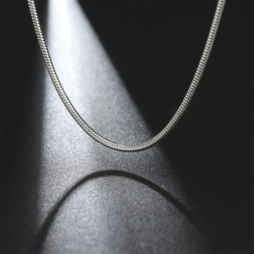 Round Snake Chain Necklace for Women Men Stainless Steel Link Chain 0.9mm 1.2mm 2mm Chains Choker Fashion Jewelry Gifts