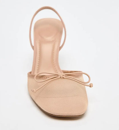Summer Mesh Bow Designer Shoes for Women Comfortable Thin Heeled Sandals Elegant Slingbacks Women Pumps Wedding Dress High Heels