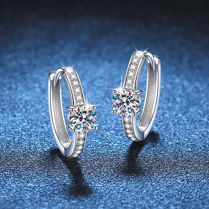 Sparkling Real D Color 0.5CT 5mm Moissanite Hoop Earrings For Women Girl S925 Silver Plated 18K Diamond Ear Buckle Earring