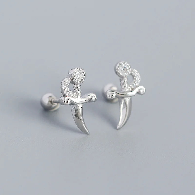 925 Sterling Silver Fashion Korean Petal Screw Bead Stud Earrings for Women Charm Ear Bone Piercing Jewelry Accessories