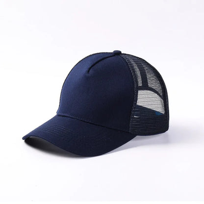 Blank 5 Pane Mesh Baseball Cap Mens And Women Curved Snapback Hats Summer Sunshade Sun Hat Simple Trucker Cap gorras casquette