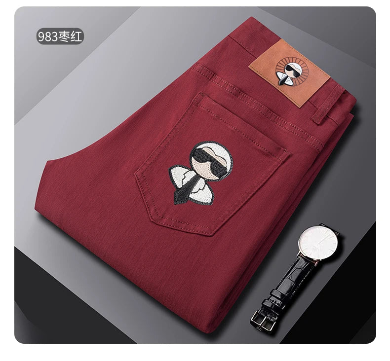 Fashion Men Jeans Stretch Straight Leg Casual Slim Fit Denim Pants Male Brand Luxury Design Business Classic Trousers