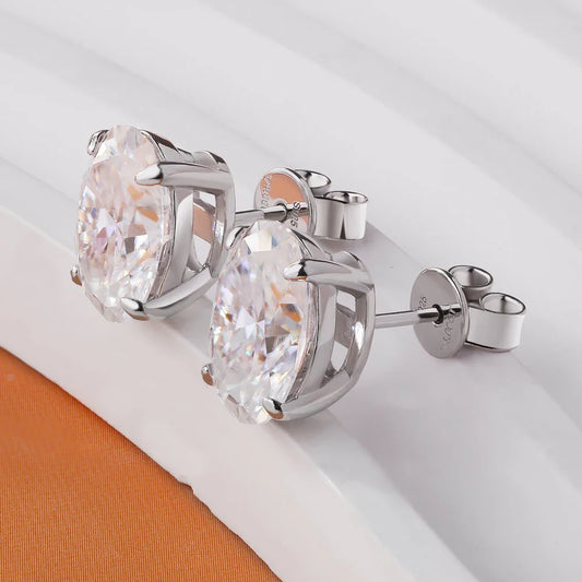 1-4CT Oval Moissanite Stud Earrings S925 Silver Sparkling Diamond Ear Studs For Women Men Wedding 18K Plated Jewelry GRA