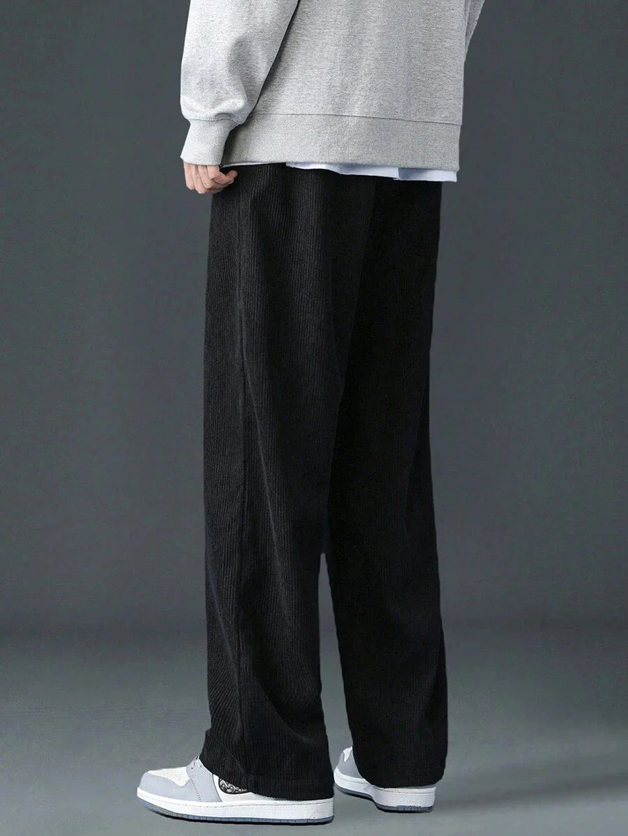 Men's spring autumn Corduroy Sweatpants  Drawstring Straight Loose Track Pants Casual Thermal Trousers for Daily wear