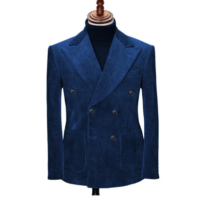 Conjunto de Terno Retrô de Veludo Cotelê de 2 Peças (Blazer + Calça) Conjunto Luxuoso Quente de Alta Qualidade Casamento Festa Baile Jantar Trabalho