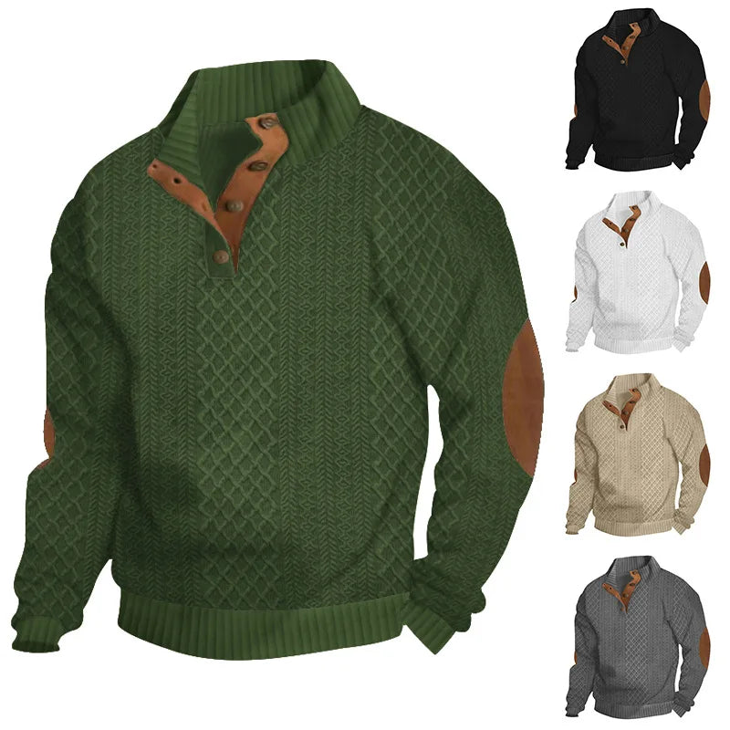 2024 cross-border hot-selling autumn and winter men's casual stand-up collar long-sleeved jacquard knitted pullover sweater