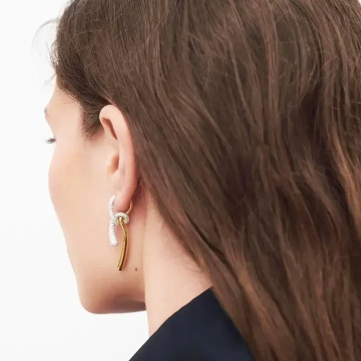 Gold Silver Diamond Crystal Knotted Designer Luxury Earrings Woman Europe Fashion Jewelry Holiday Gifts