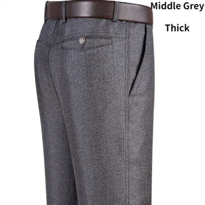 New Men's Summer Thin Business Pants Autumn Fashion Solid Gentle Thicken Casual Trousers Male Brand Suit Pant Black Grey GOZBKF