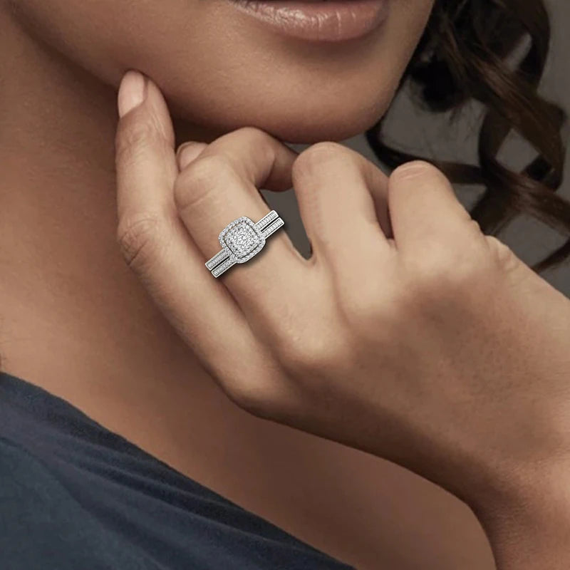 Ring Set For Woman Original 925 Silver Wedding Jewelry Luxury Engagement Ladies Anniversary Gift Trend
