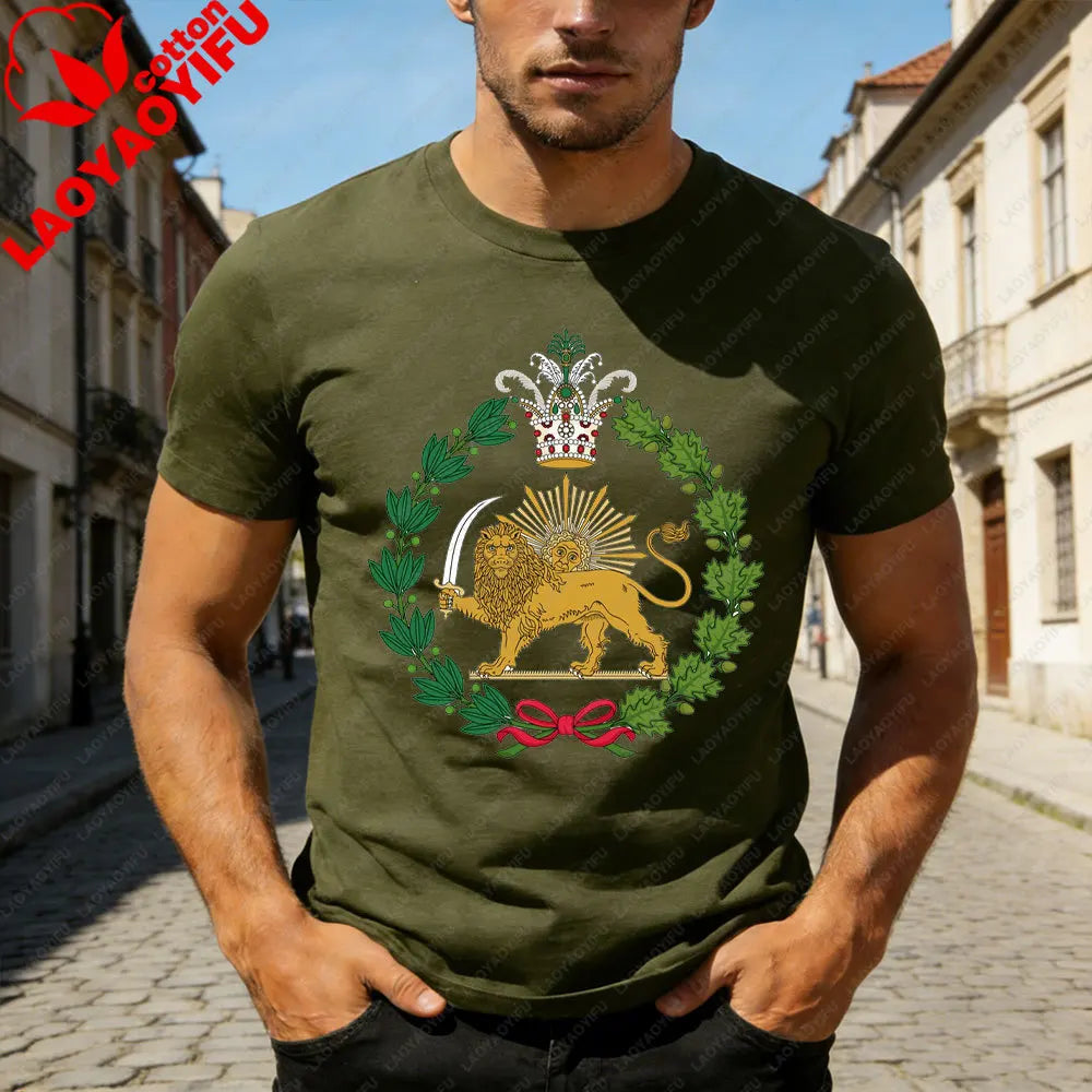 Lion and Sun Iran Persian Flag Iran Tshirt Khorshid Graphic T-Shirt Daily Life Casual Men Women Unisex Cotton Streetwear