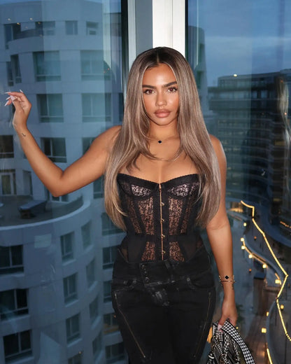 Sexy Lace Women Vest Elegant Slash Neck Single Breasted Sleeveless Backless Female Tank Top 2025 Summer Fashion Lady Streetwear