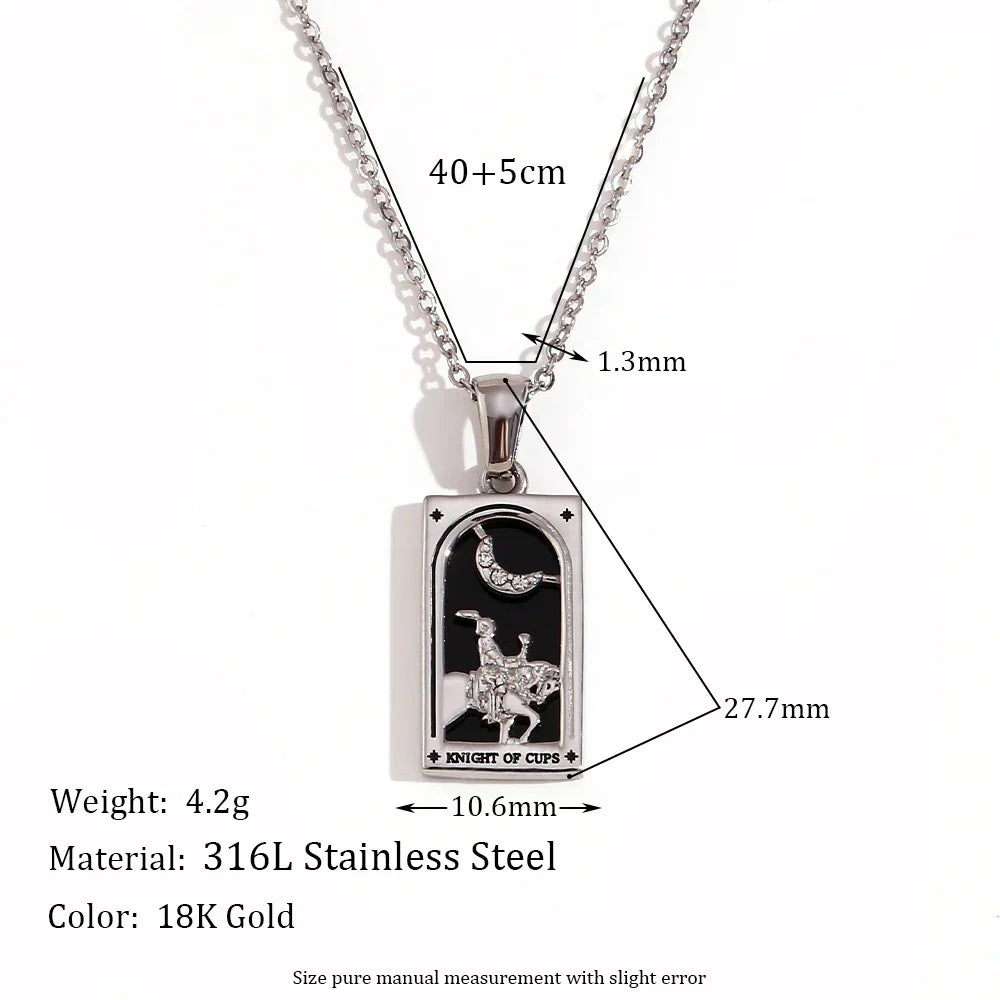 Original New Tarot Queen Lover Magician Moon Necklace Tarnish Free Stainless Steel Jewelry 18K Gold Plated Decoration
