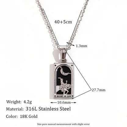 Original New Tarot Queen Lover Magician Moon Necklace Tarnish Free Stainless Steel Jewelry 18K Gold Plated Decoration