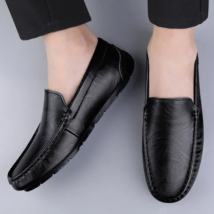 Genuine Leather Men Casual Shoes Slip on Mens Loafers Lightweight Comfortable Walking Shoes Breathable Formal Dress Shoes