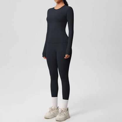 2 PCS Sportswear Yoga Set Gym Clothes Yoga Suits For Women Fitness Set Tracksuits Sports Long Sleeve Crop Top Gym Leggings