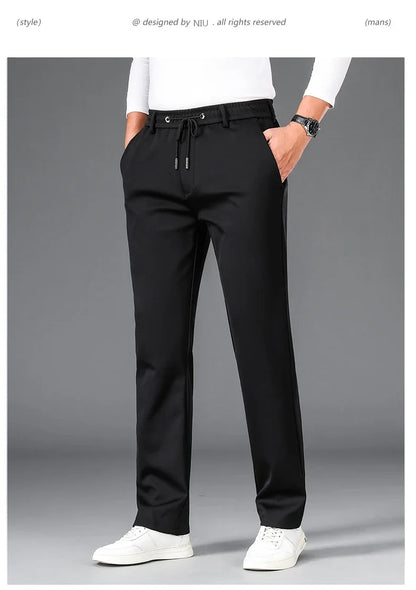 Men's Stretch Casual Pants Autumn Elastic Waist Straight Jogger Sweatpants Korean Business Classic Brand Trousers Male Clothing