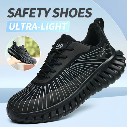 Ultra light soft soled safety shoes for men, anti smashing, comfortable and shock-absorbing work shoes