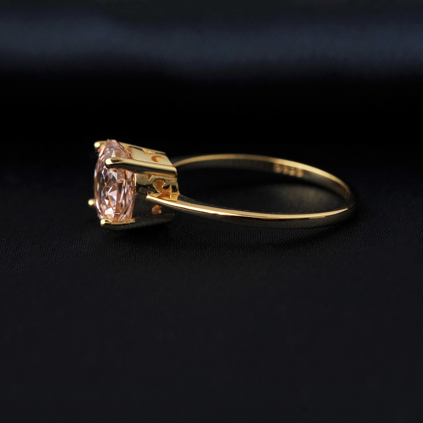 1.5ct 5A Octagon Rose Cut Cubic Zirconia Morganite Pink Solitaire Ring 18K Yellow Gold Plating 925 Sterling Silver