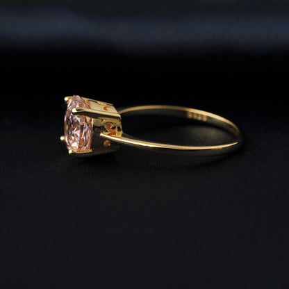 1.5ct 5A Octagon Rose Cut Cubic Zirconia Morganite Pink Solitaire Ring 18K Yellow Gold Plating 925 Sterling Silver