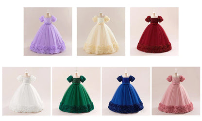 Summer Flower Girls Party Dress Elegant Tulle Bridesmaids Wedding Princess Dresses Girl Gala Birthday Evening Christmas Costumes