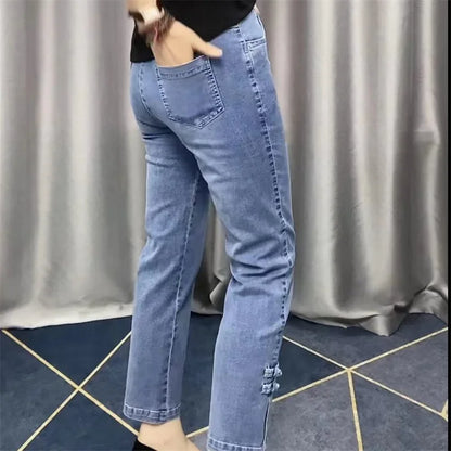 Women Jean Loose Straight Ankle-Length Cowboy Pants