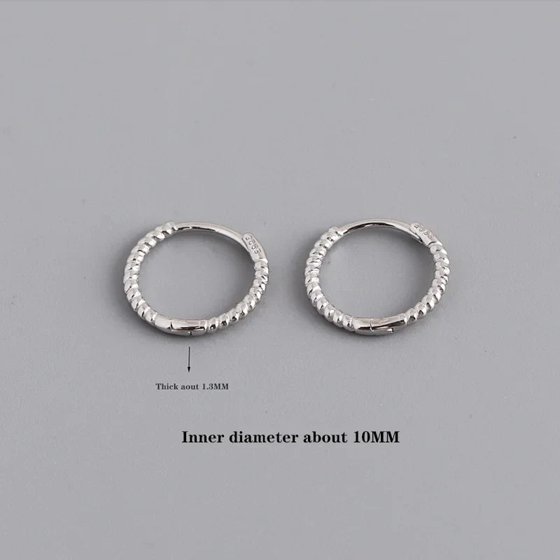 925 Sterling Silver Fashion Piercing Charm Twist Huggies Hoop Earrings for Women Rock Gothic Unisex Jewelry Ear Buckles
