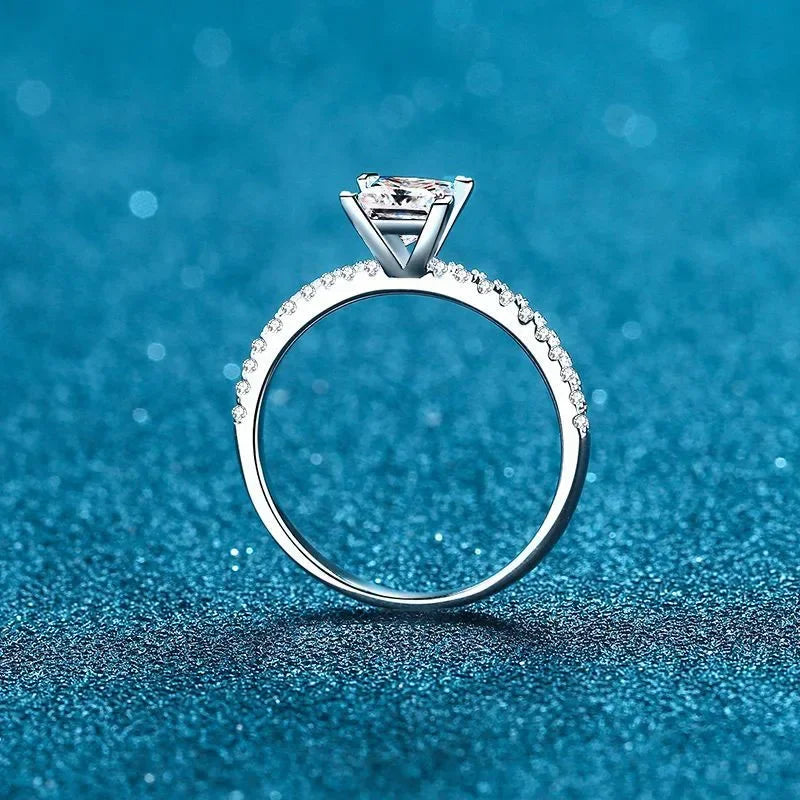 1ct 2ct Princess Moissanite Engagement Ring for Women D VVS1 Diamond Proposal Bridal Rings Sterling Silver Wedding Band