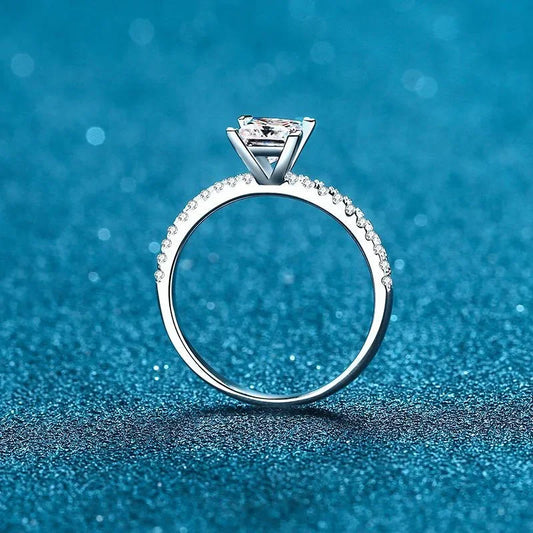 1ct 2ct Princess Moissanite Engagement Ring for Women D VVS1 Diamond Proposal Bridal Rings Sterling Silver Wedding Band