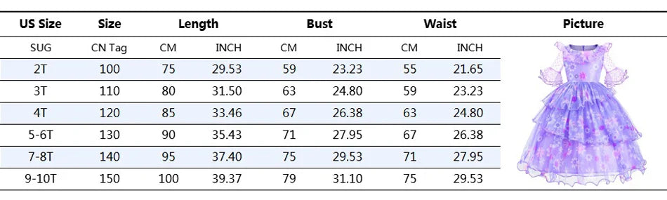 Encanto Isabela Costume Dress For Kids Girl Flare Sleeve Princess Dress Fiower Gown Halloween Christmas Birthday Party Outfits