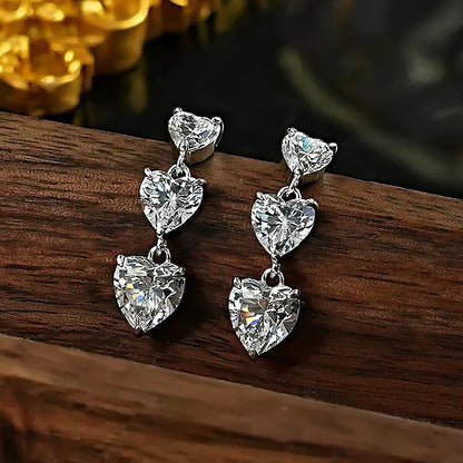 Certified 5cttw Full Moissanite Drop Earrings for Women Heart Cut Lab Diamond Stud Earring 925 Sterling Silver Fine Jewelry
