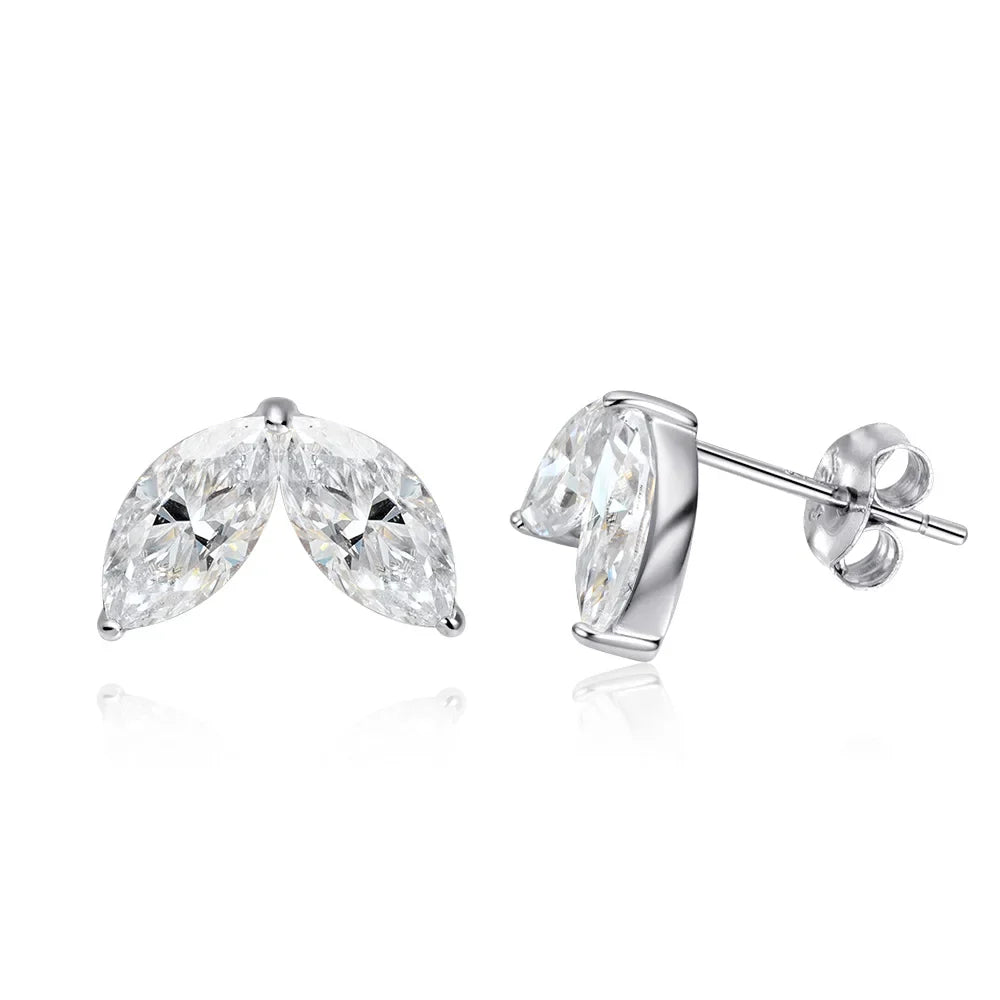 0.3-1CT Marquise Cut Real Moissanite Stud Earrings for Women Party 14k Plated Lab Diamond Earring Silver Jewelry S925