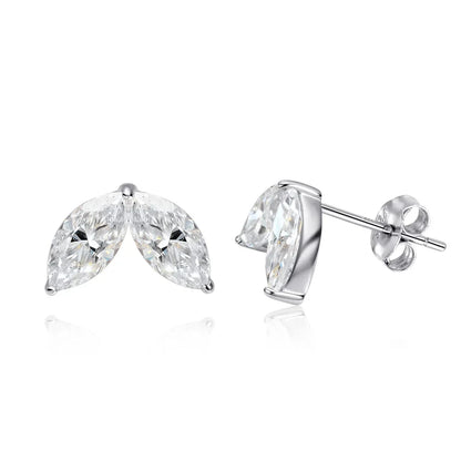 0.3-1CT Marquise Cut Real Moissanite Stud Earrings for Women Party 14k Plated Lab Diamond Earring Silver Jewelry S925