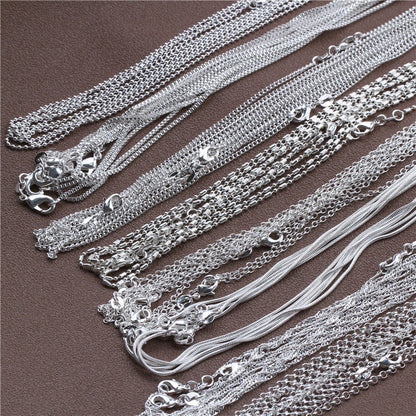 1pcs 925 Sterling Silver 16-30 Inches Rolo Bead Figaro Chain Necklace for Men Women 9 Designs Fashion Jewelry