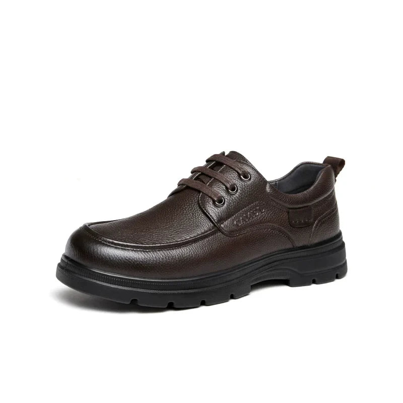 Golden Camel Men's Shoes 2026 New Business Casual Soft Sole Leather Shoes Brand Design Soft Soles Non-slip Velvet Warm Loafers