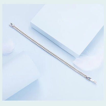 Authentic Shining Square Zircon Bracelet Plated Platinum for Women Gift Exquisite Fashion Jewelry YIB055