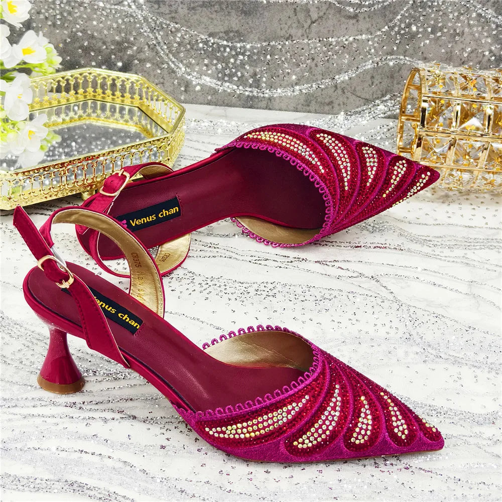 High Quality African Wedding Shoes Summer Sandals for Wedding 2025 Sexy Pumps Rhinestone Fashion Women Wedding Shoes