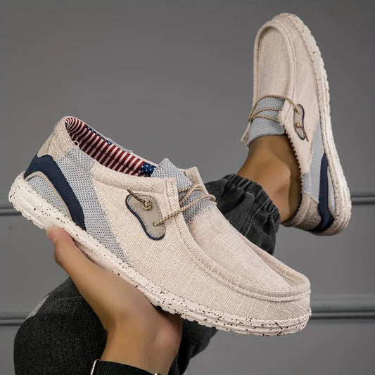 Men's Canvas Shoes Loafers Soft Comfortable Breathable Men's Casual Shoes Sneakers Vulcanized Shoes Flat Shoes Men Walking Shoes