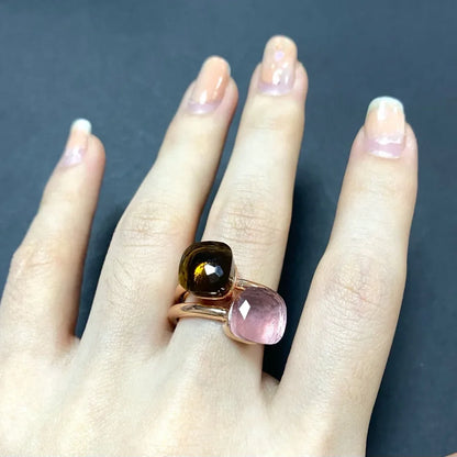 2Pcs/Set Fashion Stacked Candy Ring Women Mix Color Crystal Jewelry 30 Colors Trendy Gift for Valentine's Day